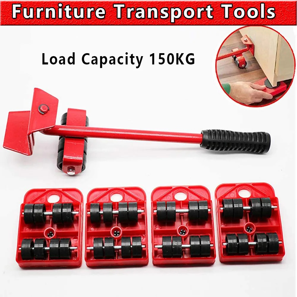 5pcs Professional Furniture Transport Lifter Mobile Tool Set Motor Wheel Bar Roller Heavy Device Moving Material Hand Tools D30 | Мебель