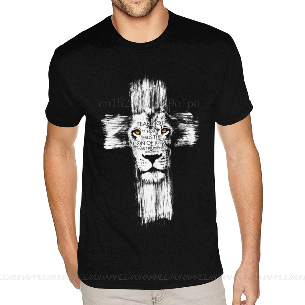 Camiseta barata de León de Judá y para hombre, camisa divertida de de manga corta con León cruzado, de talla grande, negra, 533470| Camisetas| - AliExpress