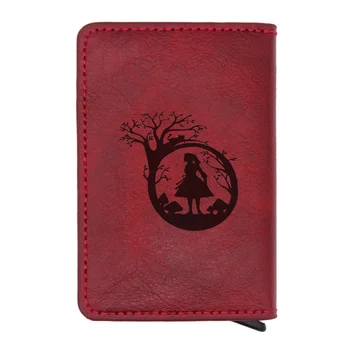 

2020 New Fashion Alice in Wonderland Red Leather Card Holder Wallets Retro Men Women Mini Purse Gift