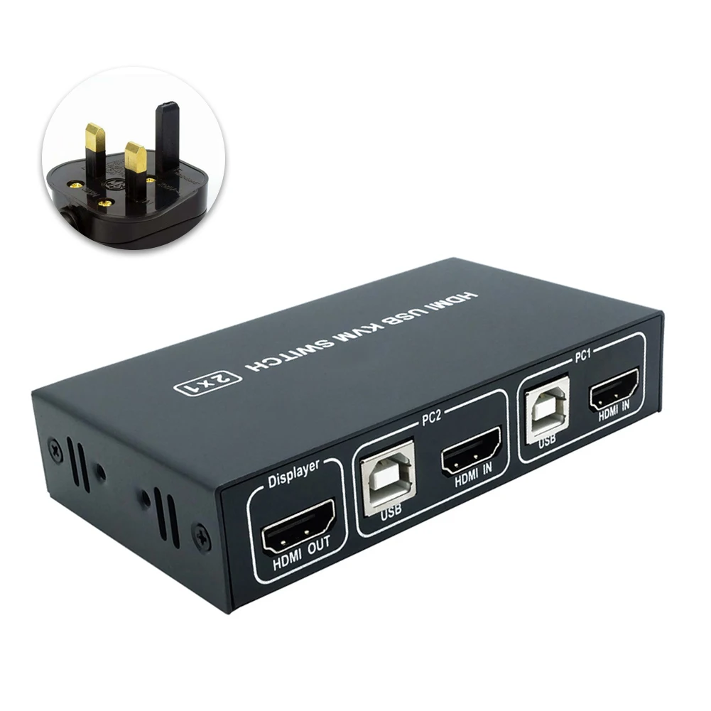 

Dual USB UHD 4K 1080P For Laptop PC KVM Switch Box Meeting Home Office Metal School Multi Device Control Sharing 2 In 1 Out HDMI