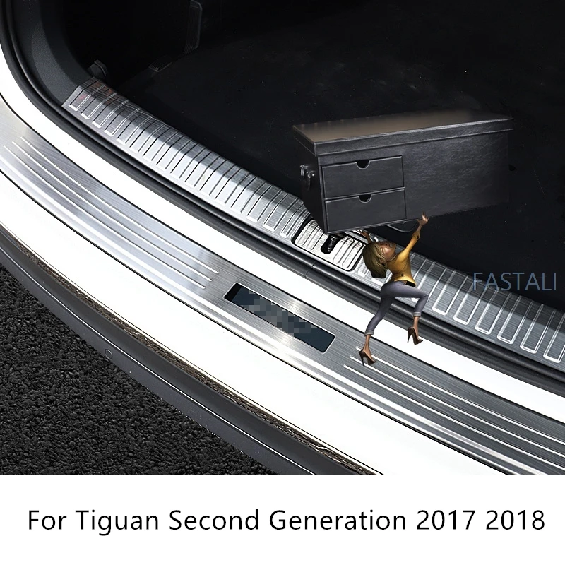 Для Tiguan второго поколения 2017 2018 нержавеющая сталь автомобиля задний багажник