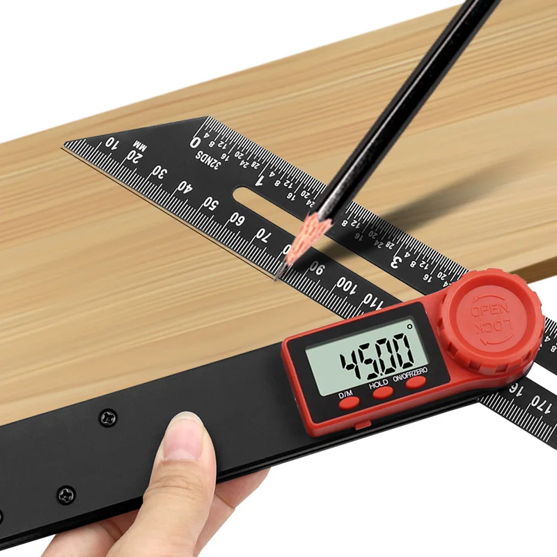Digital display T-shaped movable angle woodworking tool level T-shaped angle ruler Digital display protractor caliper