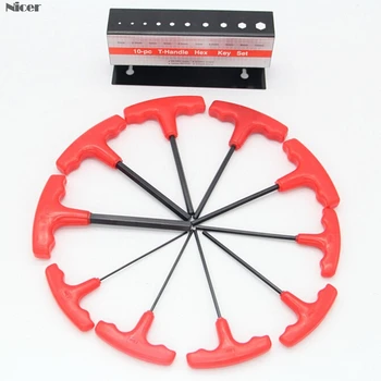 

10pcs T-Handle Hex Key Allen Wrench 2.00mm-10.0mm Metric Wrench Set Non-slip Multifunctional Wrenches Repair Hand Tools