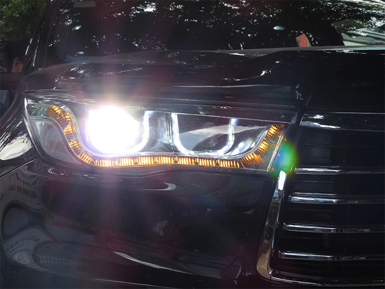 Автомобильный стильный головной фонарь для фары Toyota Highlander светодиодный фонарь двойной U светодиодный drl H7 hid Биксеноновые линзы ближнего света
