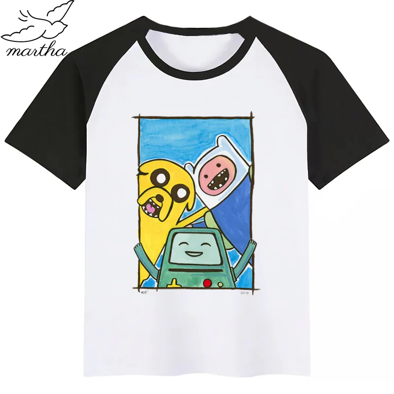 BlackH Adventure Time/детская футболка; летние топы для мальчиков и девочек; повседневная детская футболка с короткими рукавами и принтом с героями мультфильмов; детская одежда - Цвет: BlackH