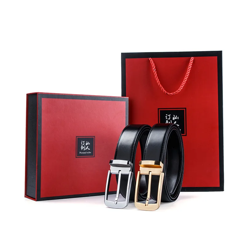 

Two-color Selectable Men's Genuine Leather Belt-Style Men's Exquisite Quality Belt Square Stainless Steel Buckle Belt