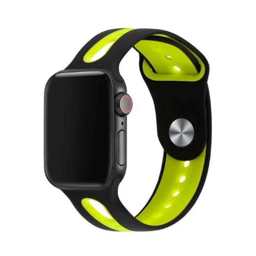 Спортивный ремешок для часов для apple watch 4 5 Группа 44 мм 40 мм apple watch, ремешок 42 мм, 38 мм, версия наручных часов iwatch серии 5/4/3/2/1 силиконовый ремешок для часов браслет - Цвет ремешка: black yellow