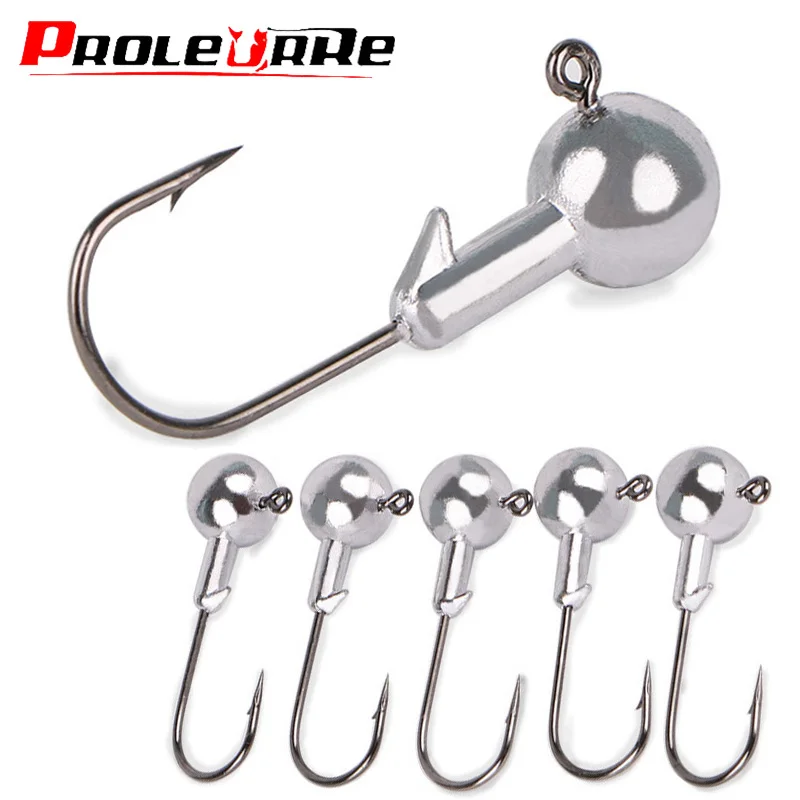 5pcs/lot Exposed Lead Jig Head 3.5g 5g 7g 10g 14g Barbed Hook Soft Lure Jigging Worm Shad Hook Fishing Hooks Accessories