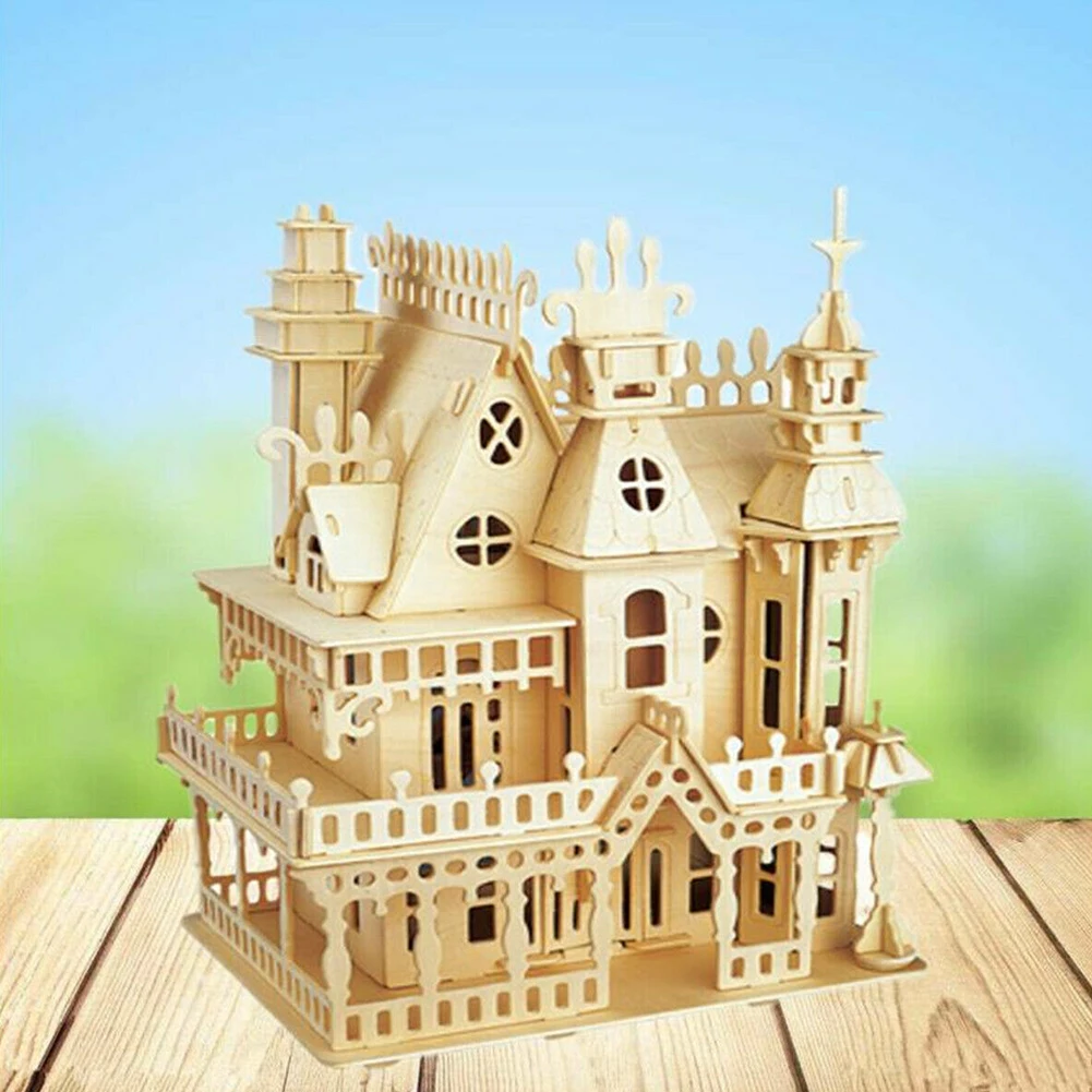 3D подарок Кукольный дом викторианские Деревянные маленькие замок ручной работы модель строительные наборы сборка игрушка Дети взрослый развивающие DIY