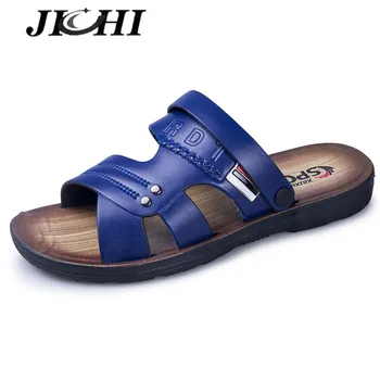 

2020 New Sandals Men Leather Men Shoes Casual Comfortable Men Summer Shoes Sandals Beach Outdoor Water Blue Handmade