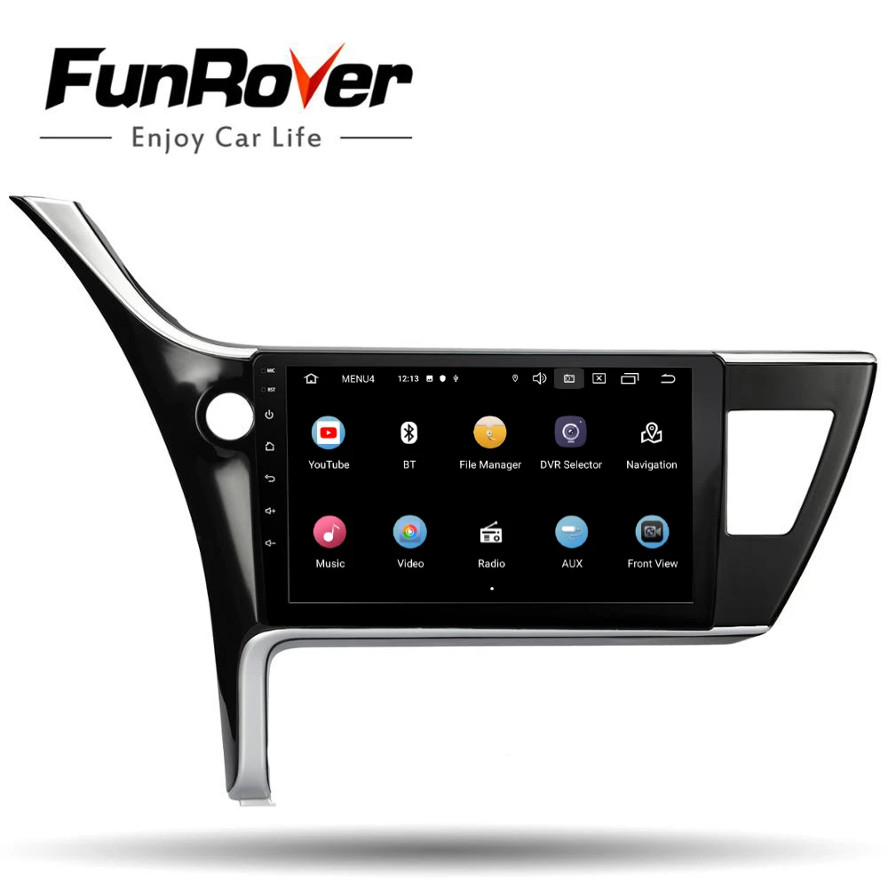  Funrover 2.5D+IPS Android 9.0 2 din Car radio Multimedia player For Toyota Corolla 2017 2018 dvd Na
