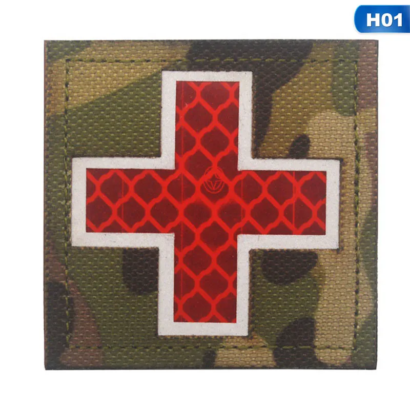 Светоотражающий медник многоцветной крест медицинский спасательный IR Chapter армейский значок тактический боевой патчи