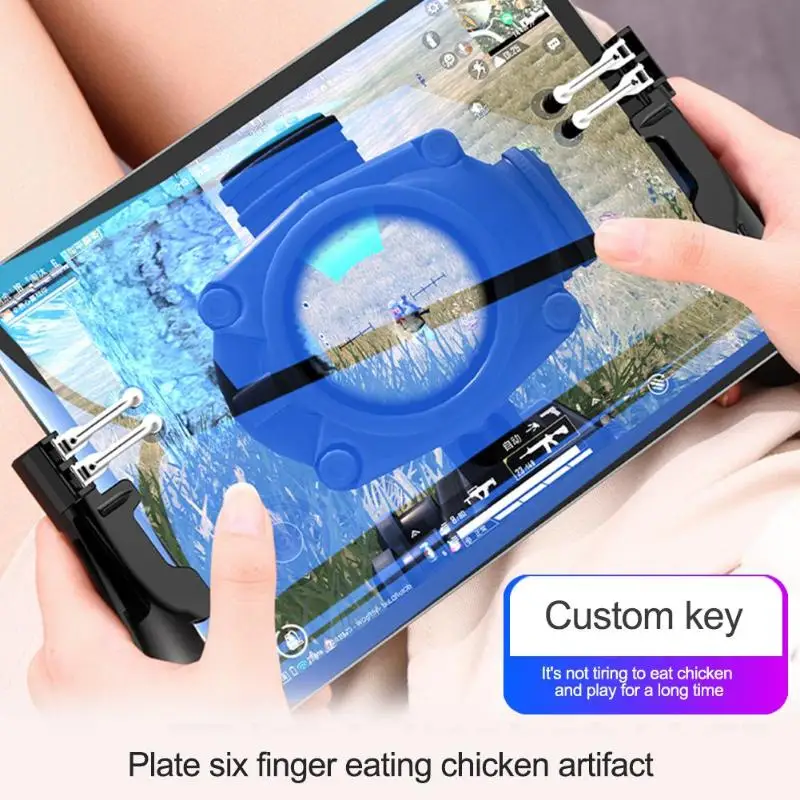  2pcs H11 6 Finger Mobie Controller for PUBG Gamepad Tablet Trigger Handle