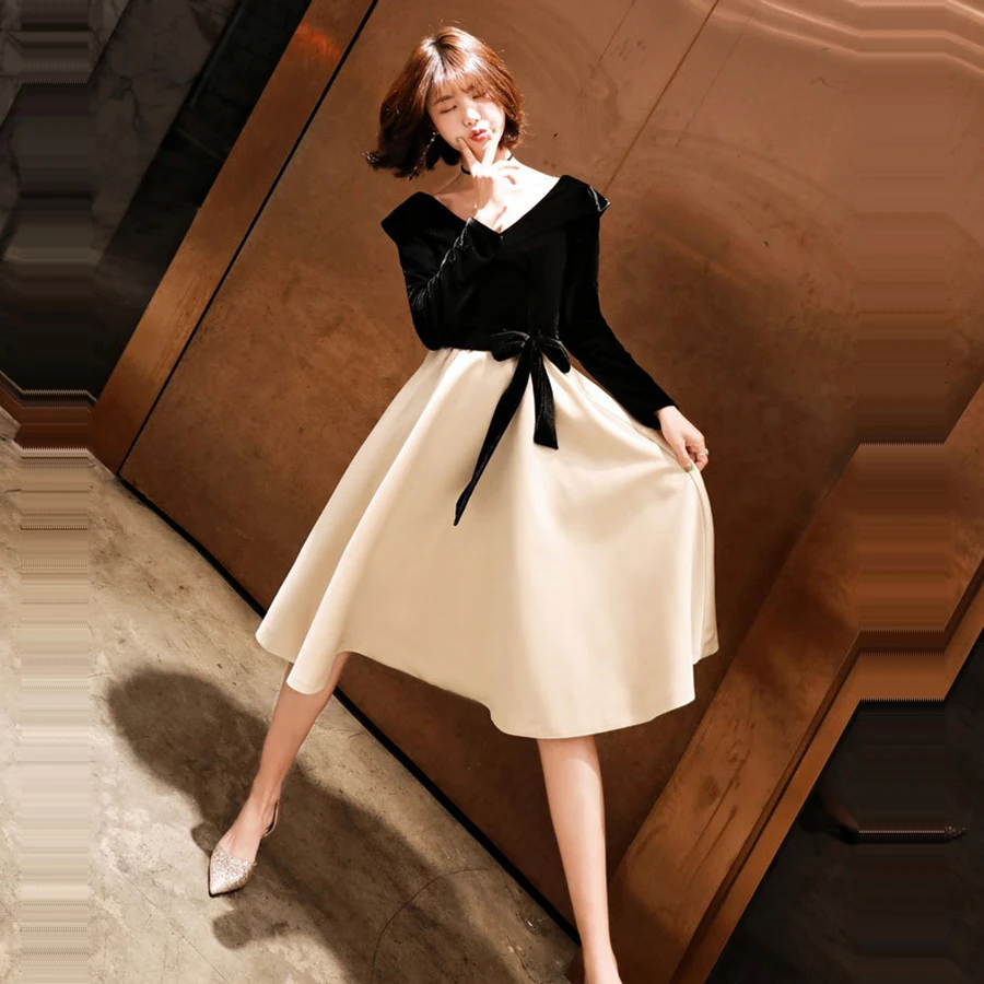 Коктейльное платье, v-образный вырез, длина до колен, вечерние платья с коротким рукавом и оборками коктейльное платье А-силуэта, халат на молнии, Soiree E377