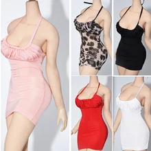 

1/ 6 Female Soldier Ice Silk Sexy Suspender Skirt Leopard Low Cut Print Tight Dress For 12Inch Tbl Ph Action Figure Doll New
