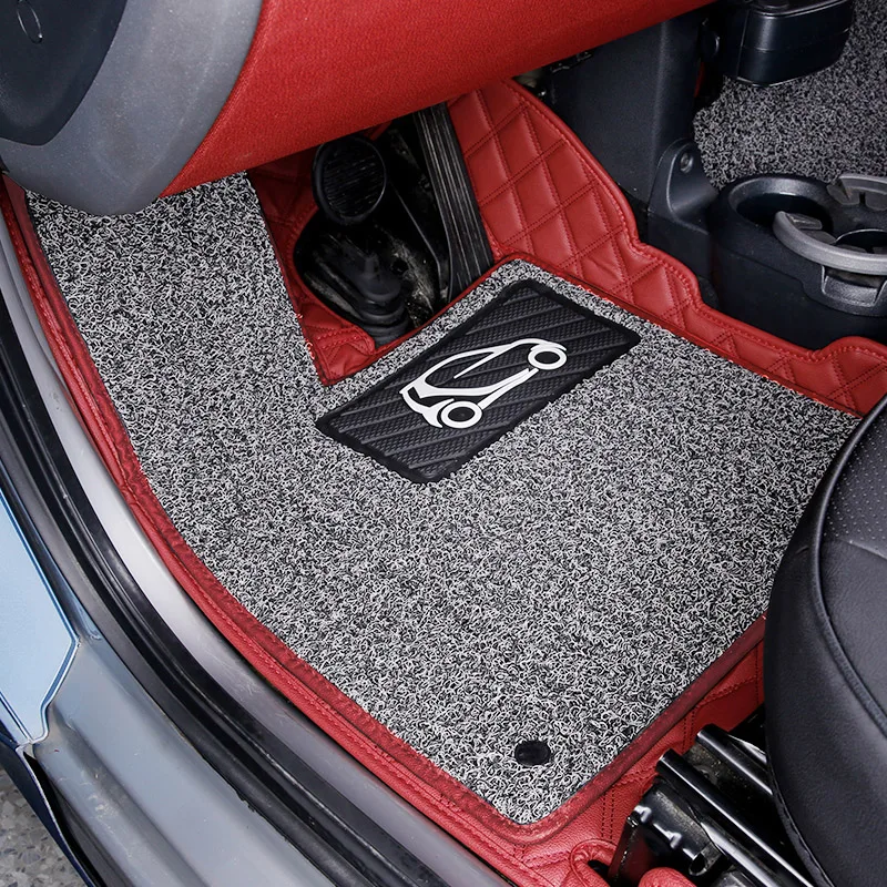 Car Mat Interior Trim Leather Protection Foot Cushion For Mercedes Smart 451 fortwo Car Styling Modified Accessories Decoration - Название цвета: Double-red