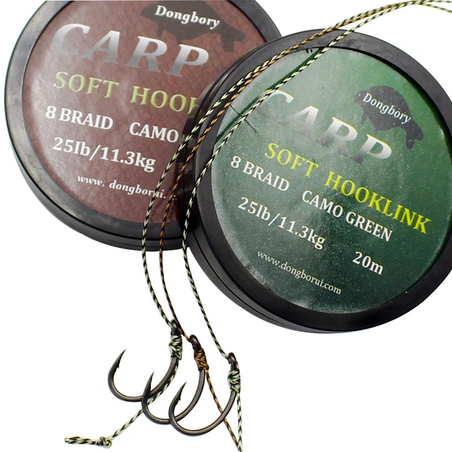 20m Carp Fishing Line Soft Hook Link 8 Strand Uncoated Braid Line