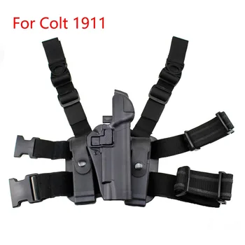 

Tactical Leg Gun Holster Right Hand Paddle Drop Thigh Pistol Gun Holster with Snap Button Magazine Torch Pouch for Colt 1911