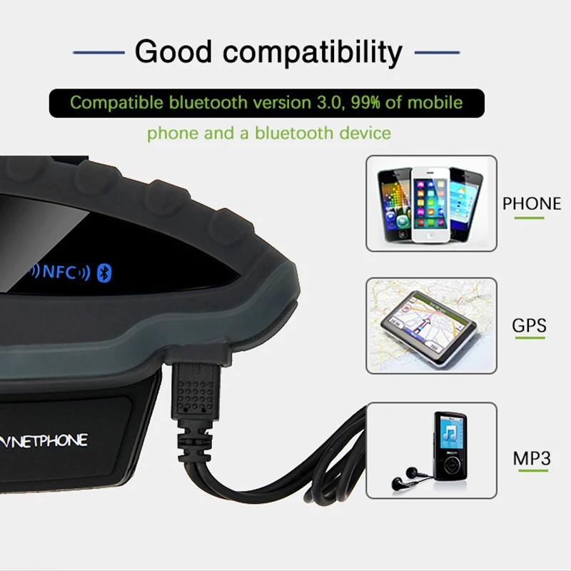 Мотоциклетная bluetooth-гарнитура рация шлем многоместный синхронный домофон V8 расстояние разговора 1200 метров