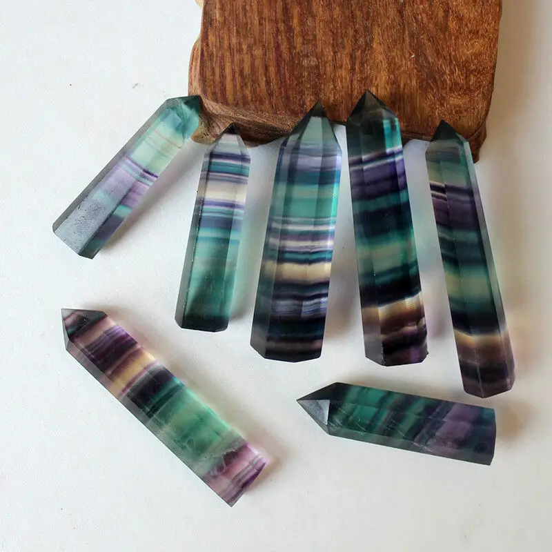 5 шт. натуральный красочный флюоритовый кварц КРИСТАЛЛ ТОЧКА исцеления камень обелиск палочка