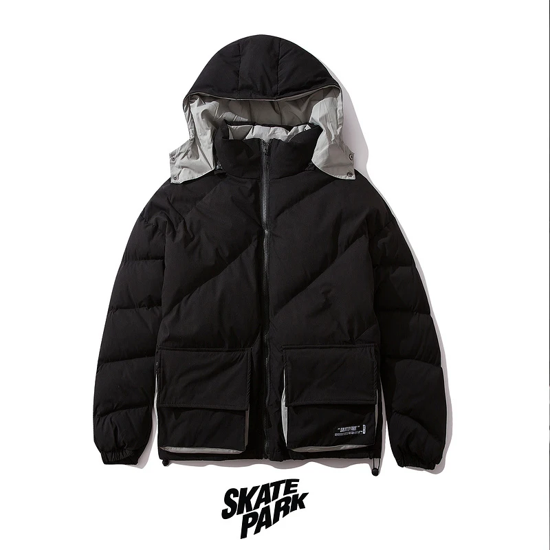 gray parkas Мужская куртка с капюшоном в стиле хип-хоп, уличная одежда, стеганая парка, зима, Harajuku, Ретро стиль, Тренч, ветровка, верхняя одежда, хлопок, большие размеры - Цвет: gray parkas