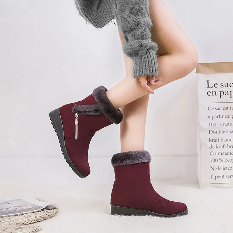 Women Snow Ankle Boots New Winter Warm Boots Side Zipper Waterproof Round Toe Women Boots Shoes Zapatos De Mujer