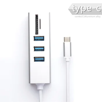 

3 Ports LED Light TF Card Reader Strong Compatibility Type C Multifunctional High Speed USB Hub Combo All In One Adapter For SD