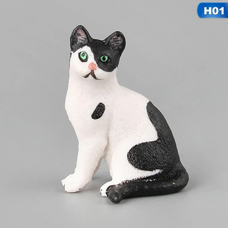 Simulation Mini Cat Animal Model Toys Small Plastic Figures Home Decor Figurine Decoration Accessories For Kids Toys - Color: H01