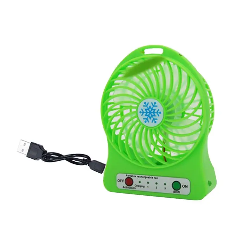 Green Мини-вентилятор USB портативный домашний уличный настольный компьютер охлаждающий вентилятор 3 уровня 4 лопасти светодиодный светильник аварийный светильник USB Перезаряжаемый - Цвет: Green