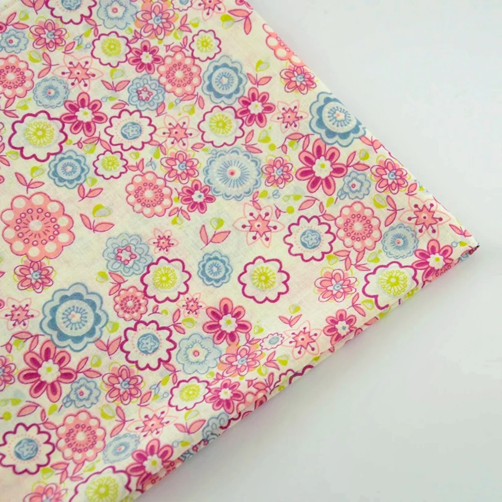 Tecido Cotton Fabric Printed Circle Floral Home Textile and Leaves Designs Doll Cloth Fat Quarter for Beginner's Practice Sewing | Дом и