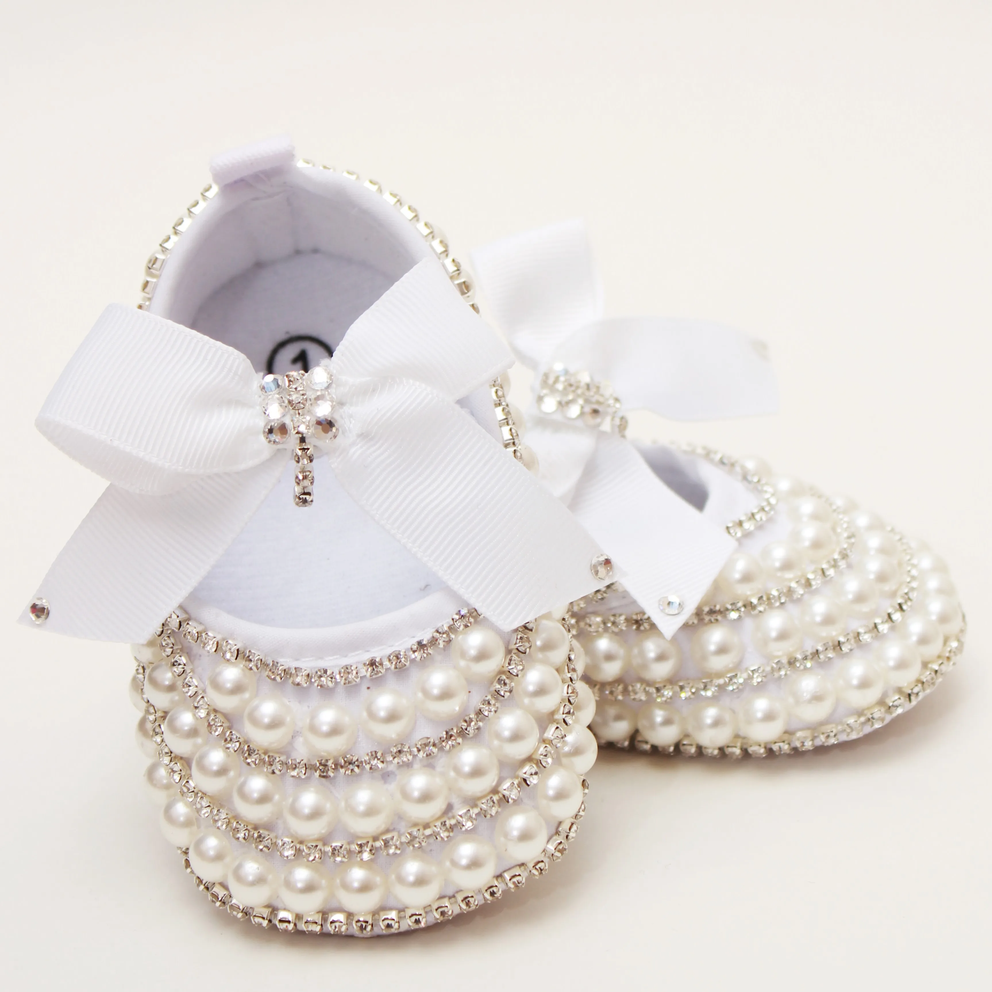 QYFLYXUE Handmade Pearl Diamond Baby Newborn princess shoes daytime