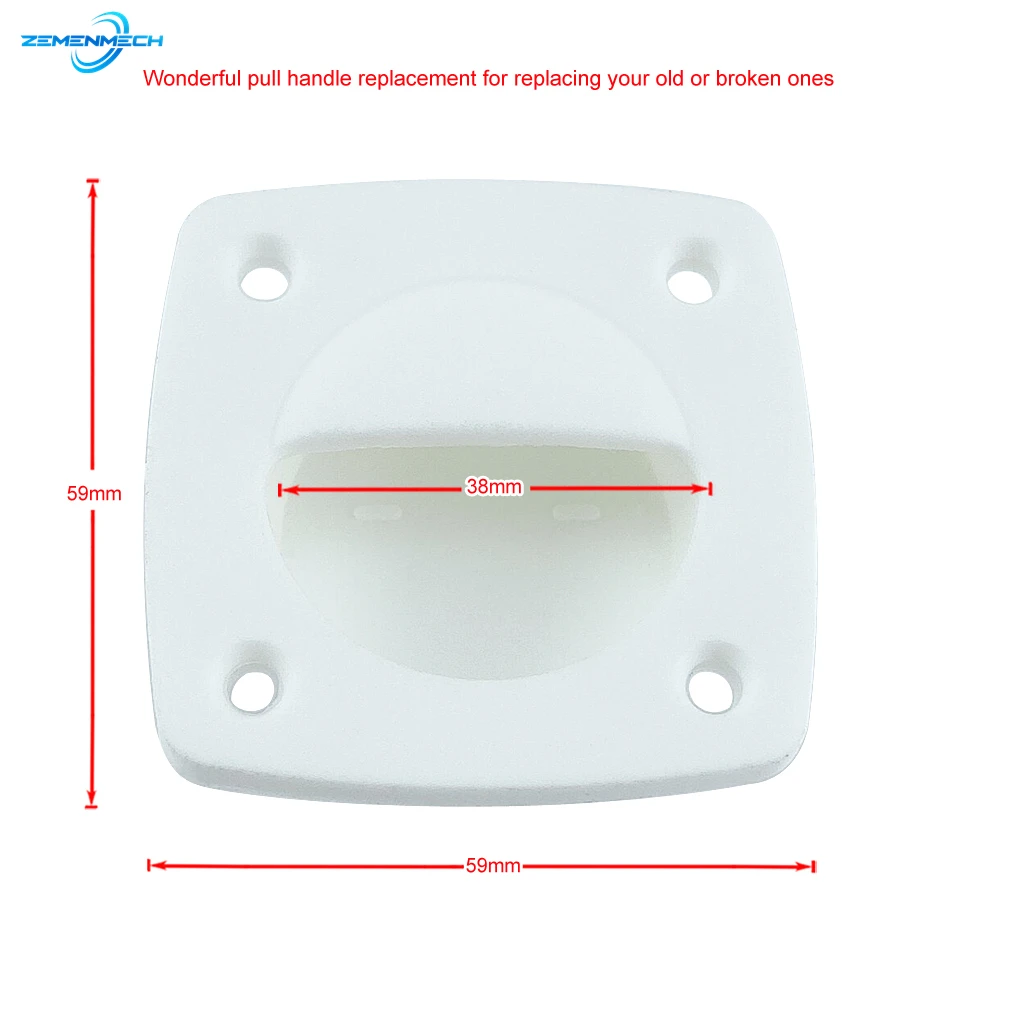 2PCS White Nylon Recessed Flush Sliding Door Handle Pull Square Hatch Pull Handle Motorboat Marine Yacht Cabin Boat Accessories