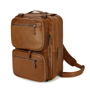 

Leather Frist Layer Large Capacity Retrp Multi-pocket Backpack Rucksack For Men Travel bag