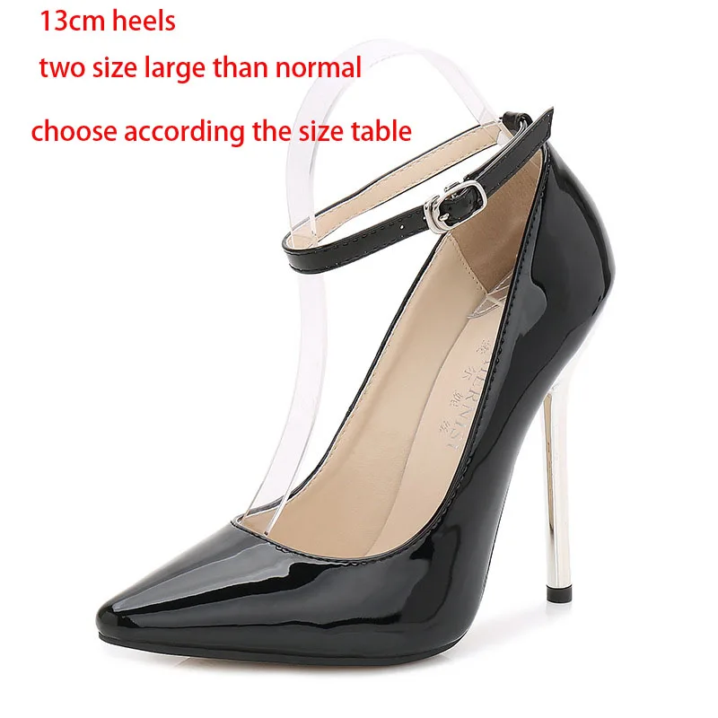 13cm black LTARTA/женские пикантные туфли на очень высоком каблуке 16 см для ночных клубов размера плюс; туфли на высоком каблуке для подиума с Т-образным ремешком; красные пикантные Туфли на каблуке; WZ-A16 - Цвет: 13cm black
