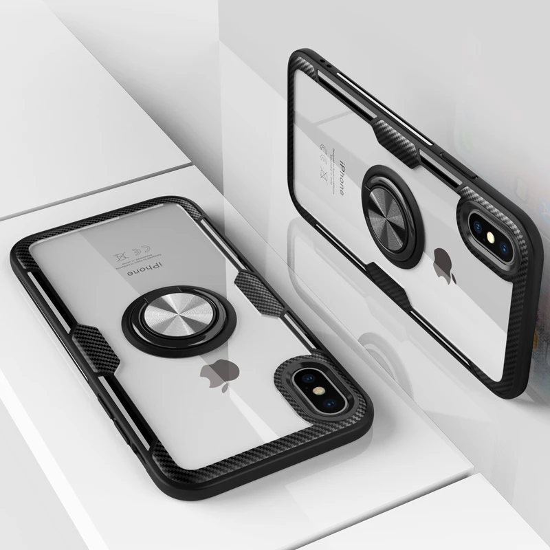 Прозрачный чехол для iPhone 12 11 Pro X XR XS Max 6S 8 7 Plus iPhone7 iPhone11 iPhoneX ударопрочный с кольцом