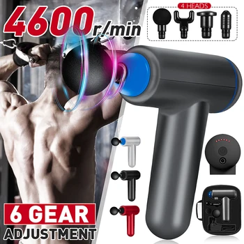 

4600r/min Therapy Massage Guns 6 Gears Muscle Massager Pain Sport Massage Machine Relax Body Slimming Relief With 4 Heads