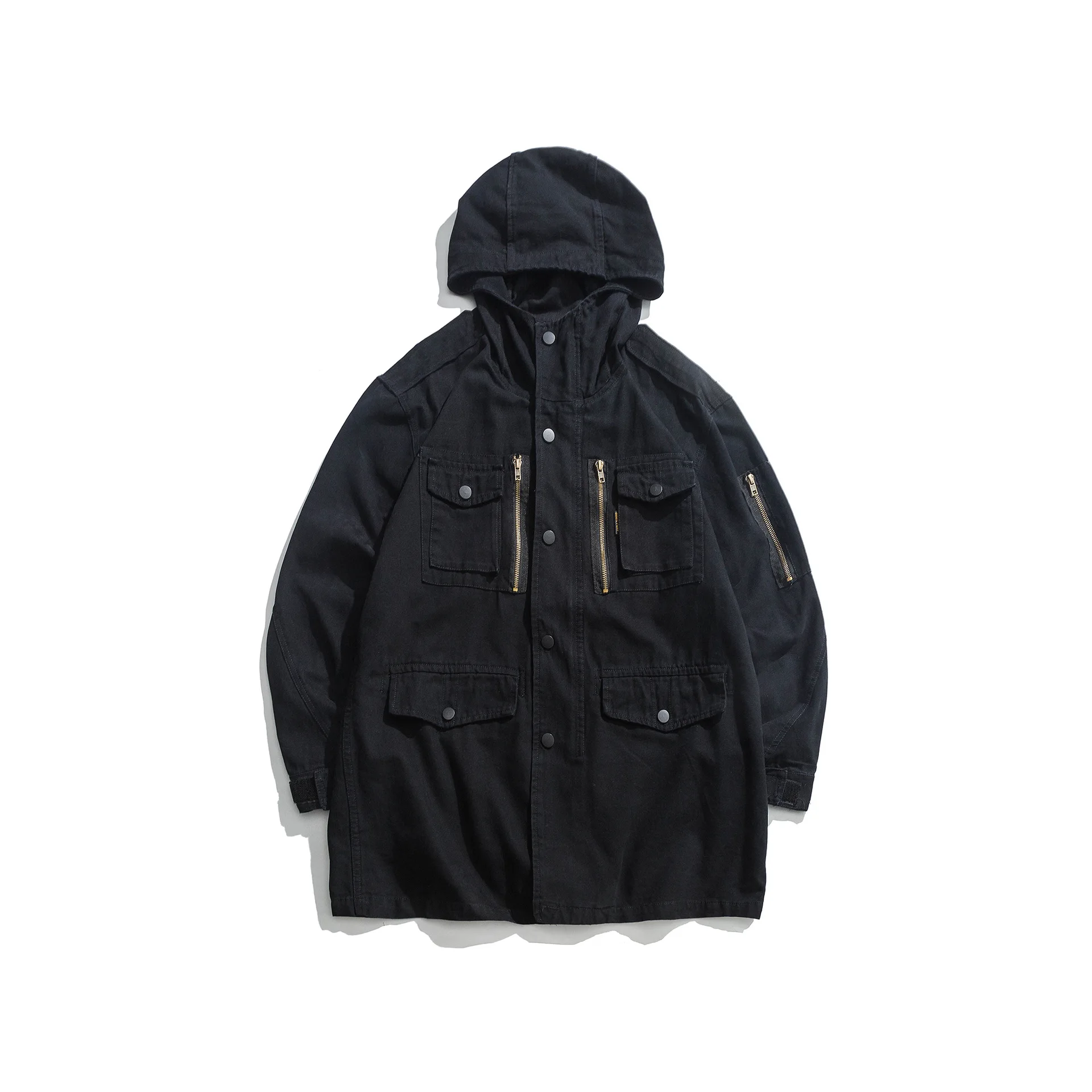 

City Where the Product Men Autumn Multi-pockets Zipper Decorations Multi-pockets Hooded Jacket Japanese-style Origional Popular