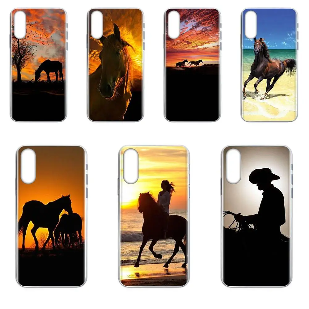 On Sale For Sony Xperia XZS XA1 L1 XA X Z Z1 Z2 Z3 Z4 Z5 XZ1 Compact E5 XZ Premium Horse Silhouette Mountain Range Sunset | Мобильные