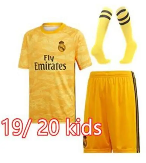 Real Madrides/детская трикотажная одежда,, Real Madrides, Детский комплект+ носки, Футбольная Футболка, домашняя одежда, 3RD Hazard 19 20, Детская футбольная рубашка - Цвет: kids
