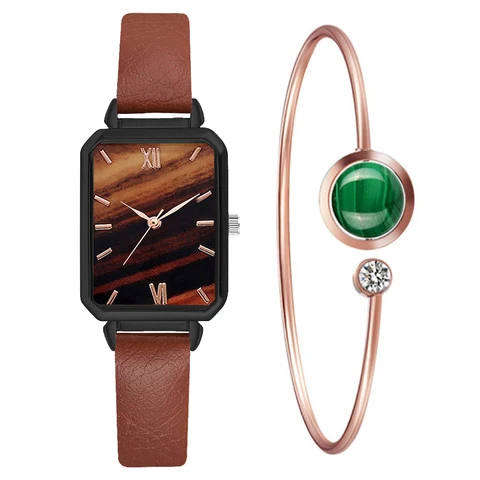 Watch For Women Casual Leather Belt Watches Simple Ladies Rectangle Pink Quartz Clock Dress Wristwatches Zegarek Damski