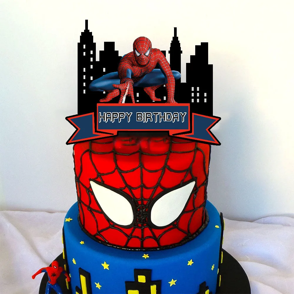 1pcs Spiderman Cake Decoration Cake Topper Cute Super Hero Acrylic ...