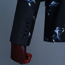 Принт птичка бизнес зрелых мужской костюм Удобный Стерео пошив Свадебная вечеринка представление хост