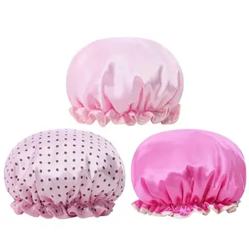 

3PCS Thicken Shower Caps Waterproof Bathing Caps Breathable Hat Double Layer Bath Shower Hats Bathroom Accessories For Home