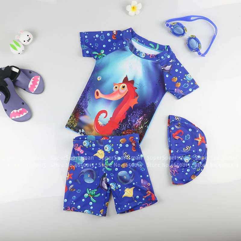 Летние Купальники Акула для мальчиков ясельного возраста детский купальный