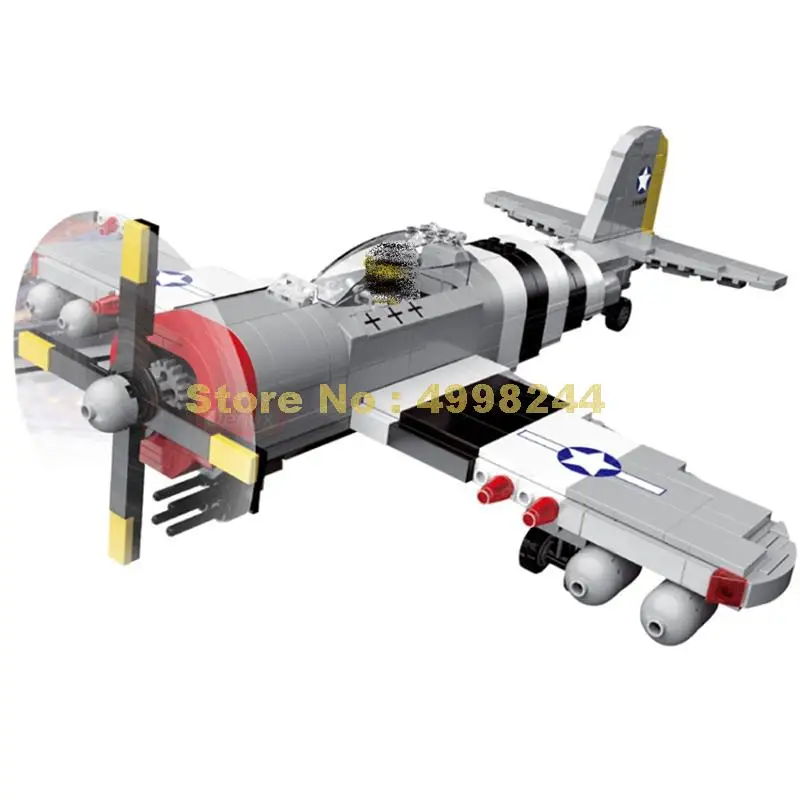 23046, 669 шт, военные ww2, американские ВВС, P-47, thunderbolt fighter air forces world wars 2, строительные блоки, кирпичи, игрушки