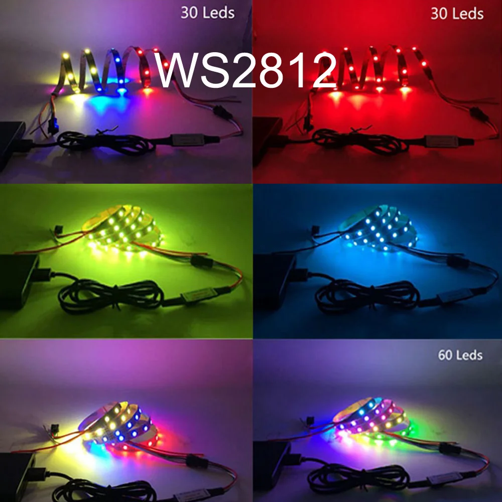 WS2812B WS2811 WS2813 WS2815 светодиодная Пиксельная полоса 5050 RGB индивидуально Адресуемая