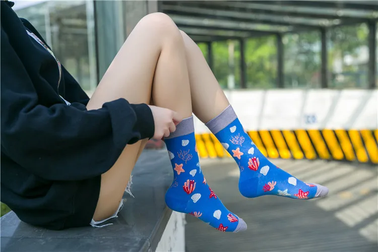 Men and Women Funny Sport Socks Christmas Jacquard Elasticity Combed Cotton Printing Marine Octopus Fancies Running Basketball