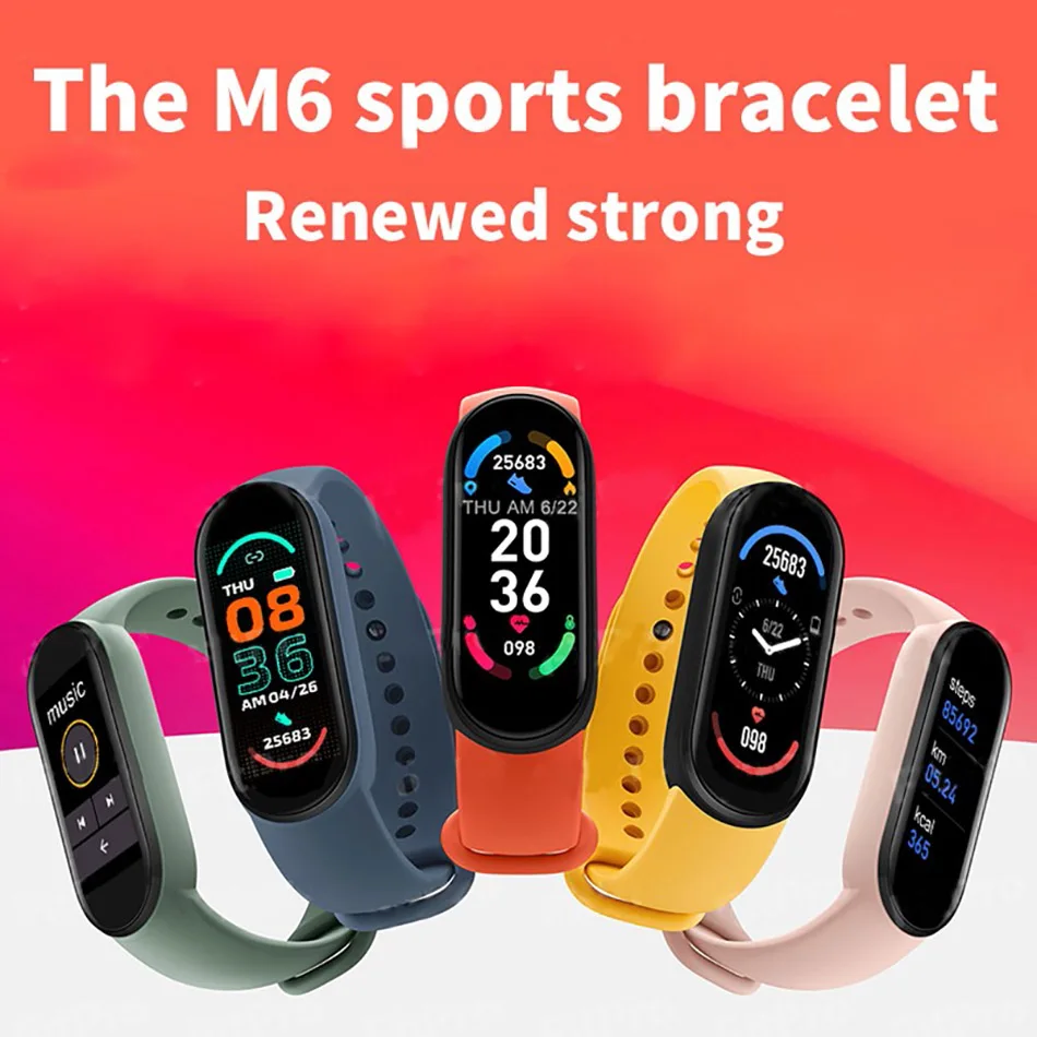 Fashion M6 Smart watch men's and women's sports bracelet waterproof heart rate and body fitness activity monitoring tracker 2021