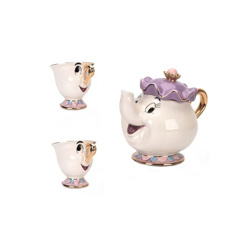 Мультфильм Красавица и Чудовище чайник кружка Mrs Potts Чип чай чашка Cogsworth подарок