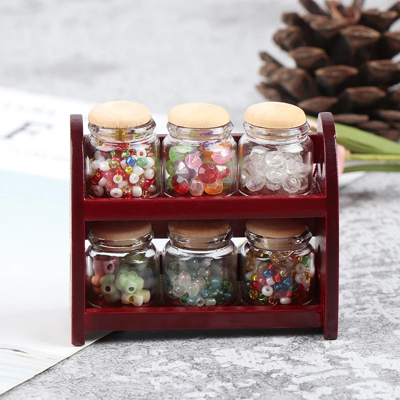 

1:12 Miniature Wooden Spice Rack Shelf Dollhouse Kitchen Accessories
